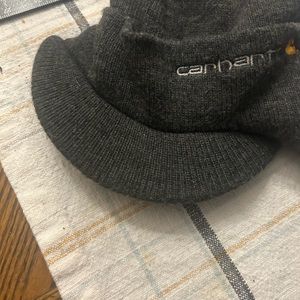Carhartt Knit Beanie Hat Visor Brim Gray Acrylic Winter Snow Ski Cap USA Made